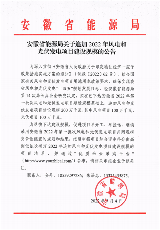 再加1GW光伏+1GW風(fēng)電！安徽2022年風(fēng)光項(xiàng)目建設(shè)規(guī)模擬至5GW！