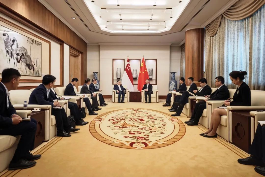 中國能建黨委書記、董事長宋海良與中國駐新加坡大使館臨時代辦朱憬會談