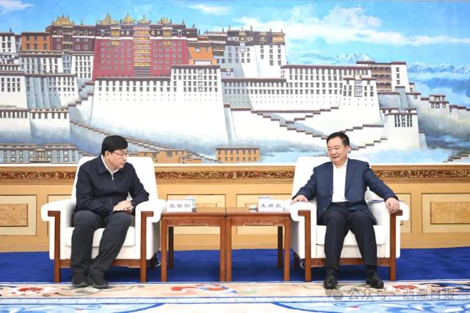西藏自治區(qū)黨委書記王君正與國家電網(wǎng)公司董事長、黨組書記張智剛座談