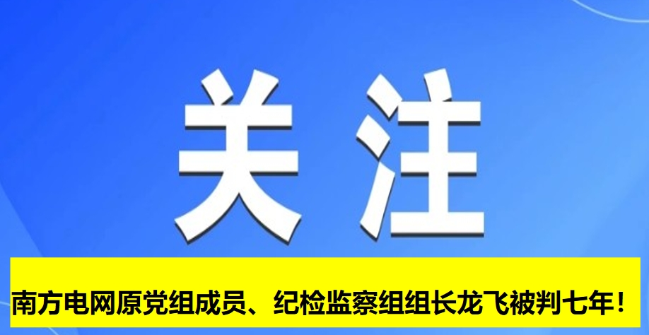 南方電網原黨組成員、紀檢監(jiān)察組組長龍飛被判七年！