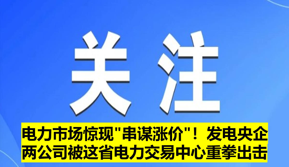 電力市場(chǎng)驚現(xiàn)"串謀漲價(jià)"！發(fā)電央企兩公司被這省電力交易中心重拳出擊?